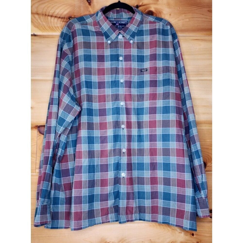 Ralph Lauren Sportsman 90s Plaid Button Down Long Sleeve Shirt Size XLarge
